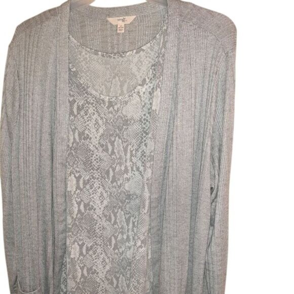 BOGO Terra & Sky Tank and Cardigan Grey Snakeskin Print Lightweight Set - Picture 1 of 3
